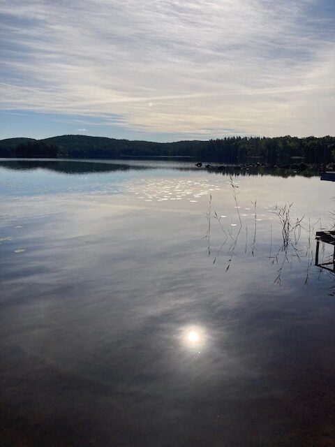 En stille solstund ved søen.